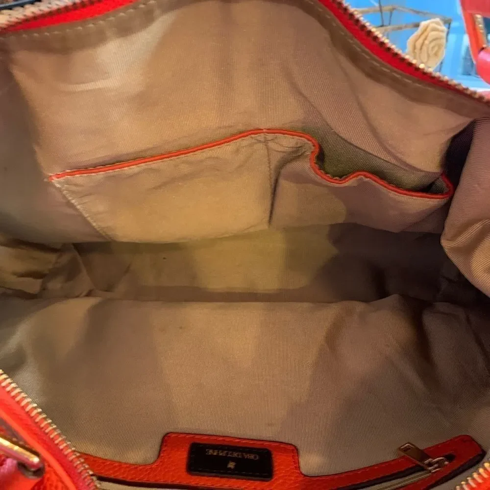 Ora Delphine Orange and Gold leather Purse